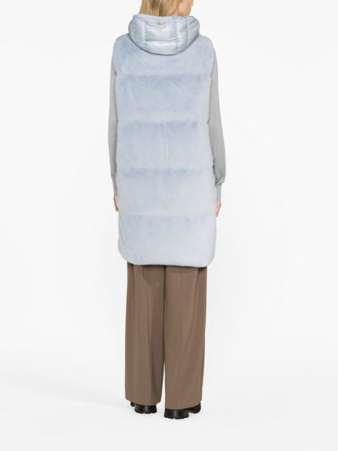 zip-up faux-fur hooded gilet